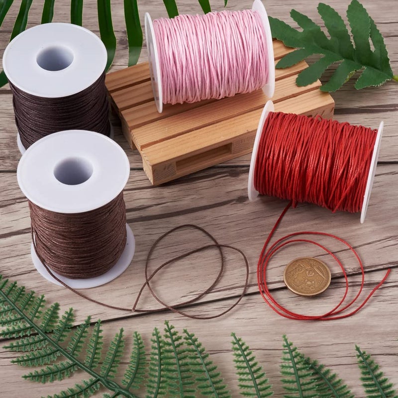 Craftdady كرافتادي 100 ياردة 1 مم خيط قطن مشمع لصنع الأساور والقلائد والمجوهرات خيط خرز مشمع (بني جوز الهند) - Image 4